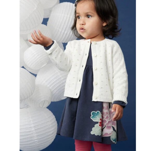 Tea Collection Sparkle Baby Cardigan, Golden Cranes, Girl Size XL Party Easter - Picture 2 of 7